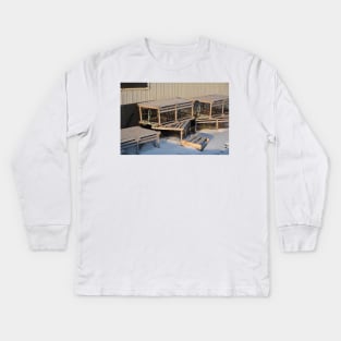 Lobster Pots In The Snow Kids Long Sleeve T-Shirt